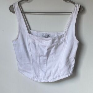 GUESS White Denim Corset Top Y2K Style - Size S NWT